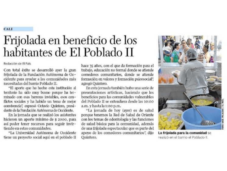 Frijolada en beneficio de los habitantes de El Poblado II