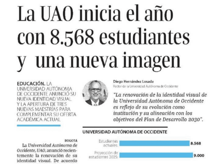 Universidad Autónoma de Occidente inicia 2025 con 8.568 estudiantes y nueva imagen