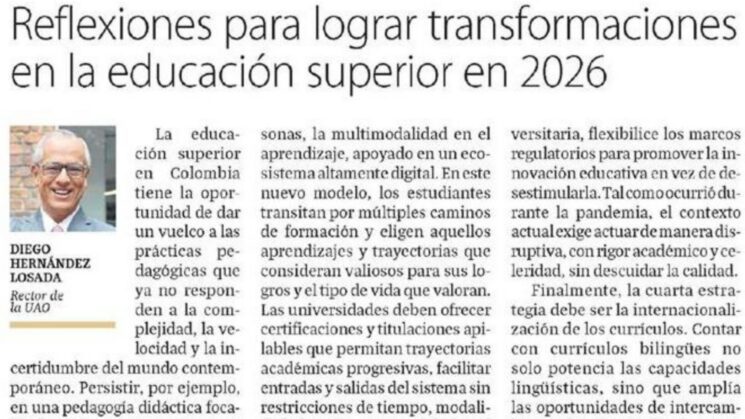 Reflexiones para lograr transformaciones en la educación superior en 2026