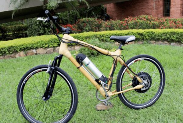 Transporte alternativo, bicicleta eléctrica de bambú por ingenieros autónomos