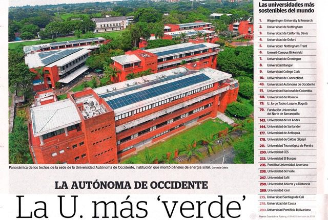 La Autónoma de Occidente, la U. más 'verde'.