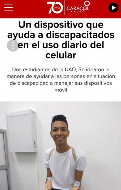 Dispositivo de ingeniería biomédica UAO que ayuda a discapacitados en el uso diario del celular