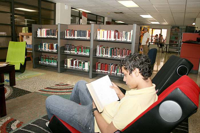 Estudiante en la biblioteca